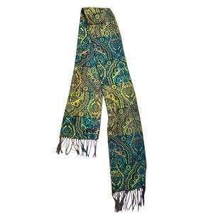 Cashmink By V.Fraas Womens Multicolor Fringe Rectangle Scarf Ornate Paisley